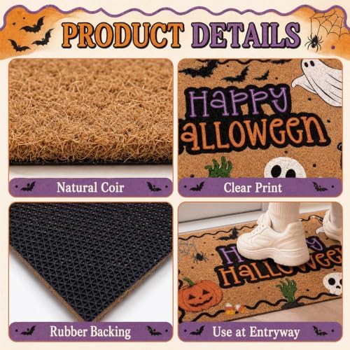 Halloween Door Mat Artificial Coir Ghost Doormat 16 x 30 Inch