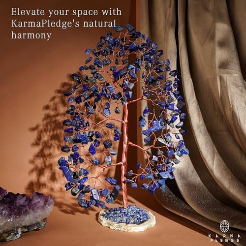 Crystal Tree of Life Birthday Gifts for Women, Men, Frineds, Handmade Lapis Lazuli Chakra Healing Tree for Home, Room