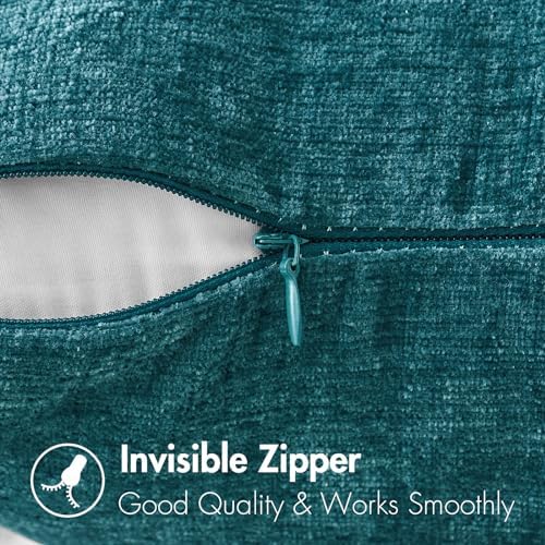 MIULEE Soft Chenille Throw Pillow Covers Dark Teal 20x20 Inch Pack of 2