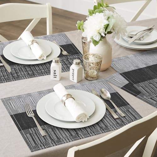 Niviy Black Halloween Placemats Set of 4, 12x18 Inch Washable Easy to Clean Heat-Resistant Anti-Skid Indoor Outdoor Table Mats for Holiday Party Kitchen Dining Room Decoration