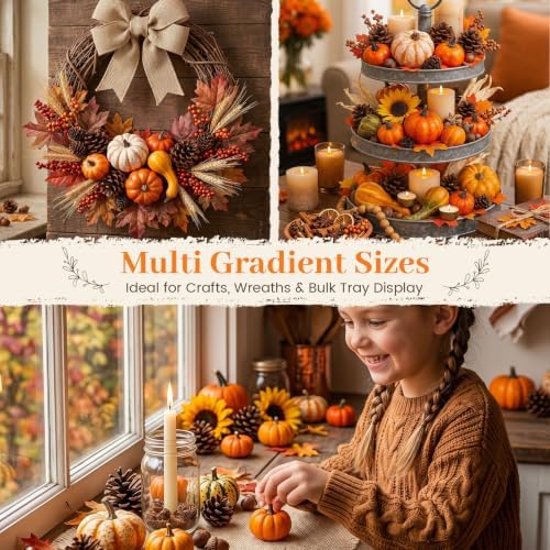 DomeStar Fall Decorations for Home, 8 Assorted Mini Fake Pumpkins Gourds