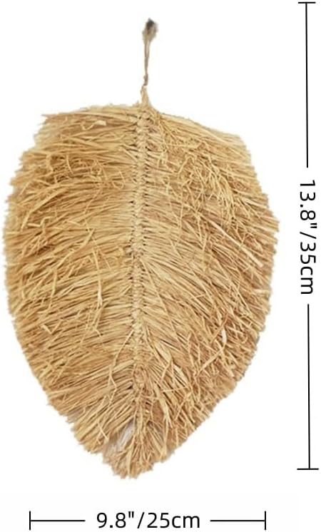 Boho Raffia Leaf Wall Hanging Decor / Brown / Set of 2