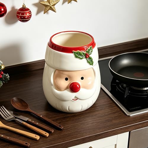 pinata Christmas Kitchen Decor, Christmas Santa Ceramic Utensils Holder