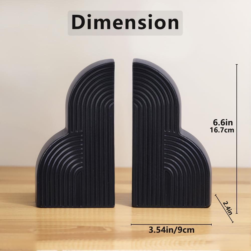 Aesthetic Boho Style for Book Ends / Black / Set of 2