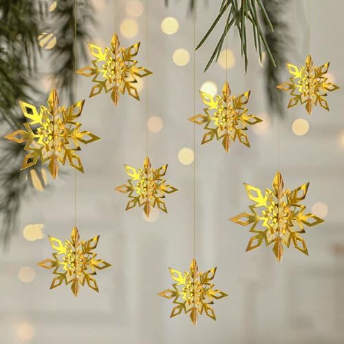 Paper Snowflake Gold Christmas Ornaments
