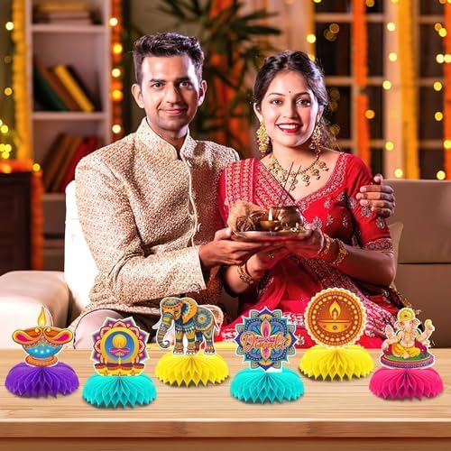 10Pcs Diwali Honeycomb Centerpieces for Indian Party Decoration