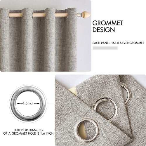 MIULEE 100% Blackout Linen Curtains for Bedroom 52x90 Inches Warm Taupe