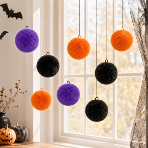 33Pcs Large Halloween Yarn Pom Pom Balls, 2.7" Fuzzy Fluffy Pompom Balls