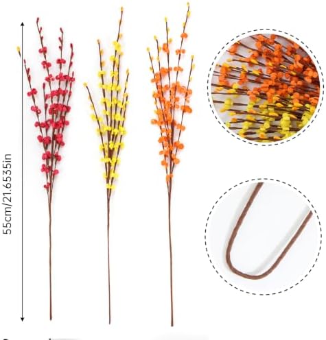 12Pcs Artificial Jasmine Flowers,21.6" Fake Branches for Home Valentine St. Patrick Independence Halloween Fall Christmas Party Decor,Red Yellow Orange