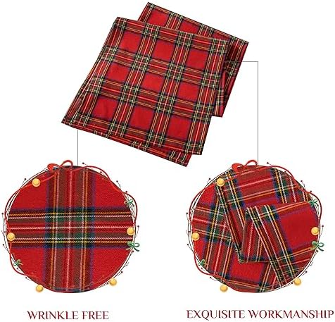 Softalker Christmas Checkered Tartan Table Runner, Red, 13 x 120 Inch