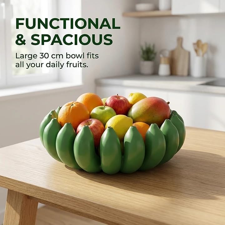 Banana fruit bowl holder Handcrafted Art Centerpiece / Green / 12 Inch