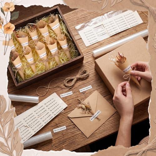 30 Set Mini Dried Flower Bouquet for Craft with Stem, Pampas