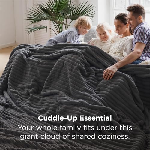 Bedsure Extra Soft Large Fleece Blanket for Bed Grey 120"x120"