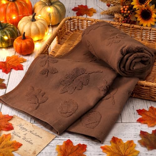 Mindsoft 2 Pcs Fall Hand Towels 3D Pumpkin Jacquard,Football Maple Leaf