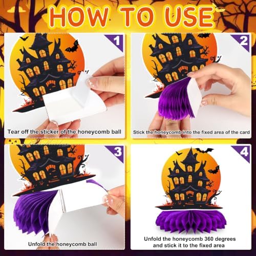 12Pcs Halloween Party Decorations Halloween Honeycomb Centerpieces for Table Double Side Spooky Witches Pumpkins Ghosts Table Centerpieces for Halloween Party Home Indoor Office Supplies Decorations