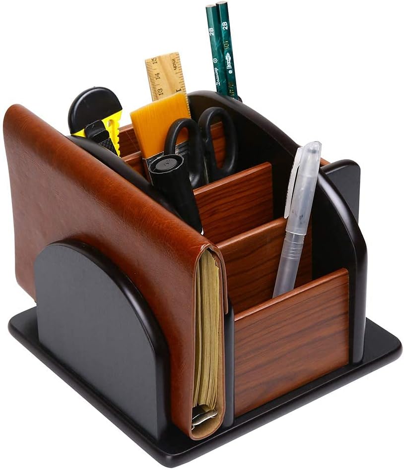 Wooden Desk Organizer / Desktop Office Supplies Storage Remote Control Caddy Holder