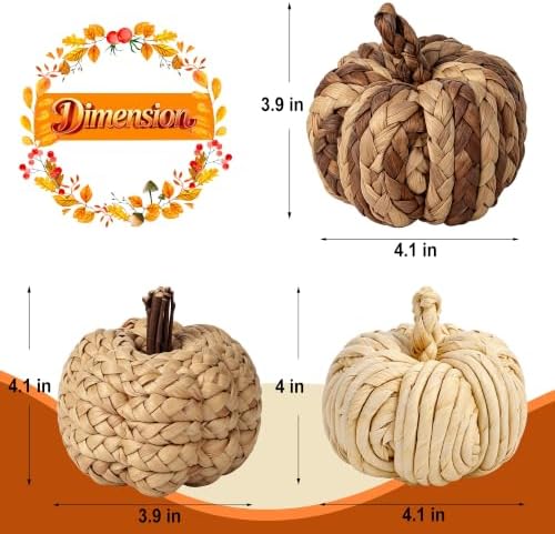 Lulu Home Set of 3 Handwoven Pumpkins Decor