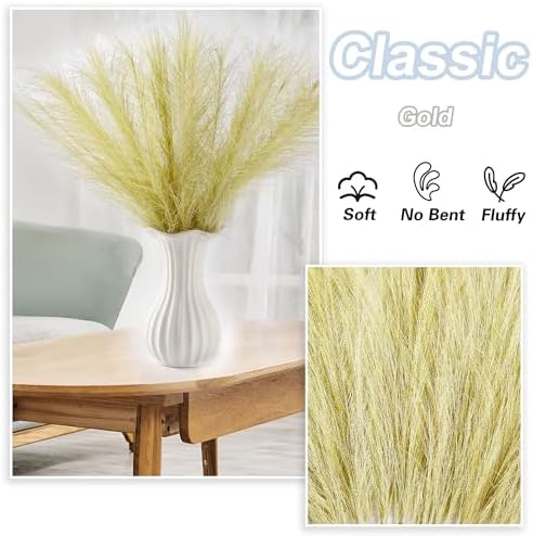 30PCS Golden Faux Pampas Grass 17" for Vase Filler Decor