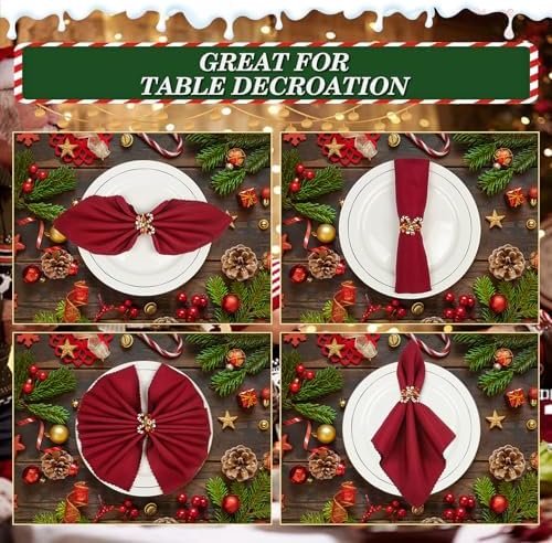 KPOSIYA Christmas Napkin Rings Set of 6 for Holiday Table Decor, Gold