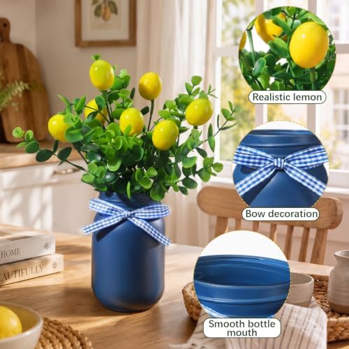 Unittype 7 Pcs Italian Lemon Mason Jars Centerpiece for Table