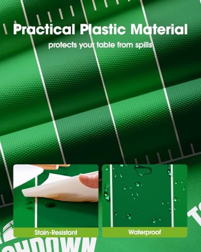 Pureegg Football Plastic Table Cloth Disposable 10 Pack 54x108 Inch