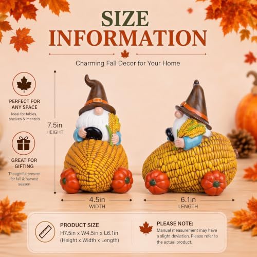Topadorn Fall Gnome Figurine, Thanksgiving Harvest Table Decor