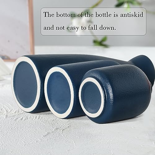 Ceramic Vases Small Flower Vases for Decor / Blue / Set of 3