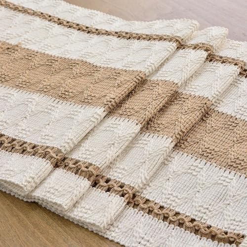 FEXIA Boho Table Runner with Tassels 12x90 Inch for Fall Home Decor