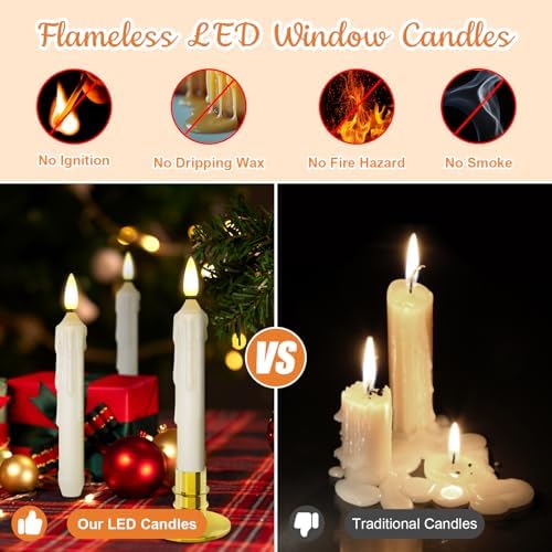 12 Pack Window Candles Battery Operated LED with Remote Timer
