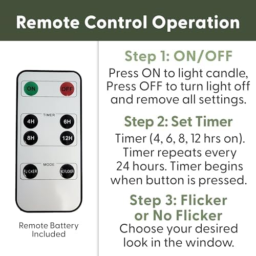 612 Vermont Battery Operated LED Window Candles with Timer, Remote Control