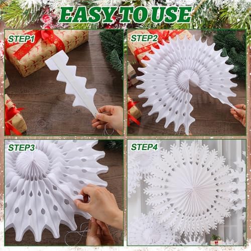 AmazingSpark 16 Pcs 31.5" Winter White Paper Snowflake Decoration