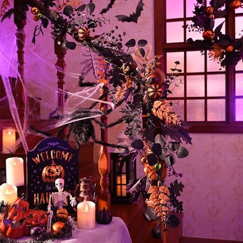 Valery Madelyn 6ft Halloween Garland for Mantel with Lights Party Decor