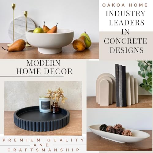 OAKOA Black Round Tray for Home Decor - Black Tray Decorative Centerpiece