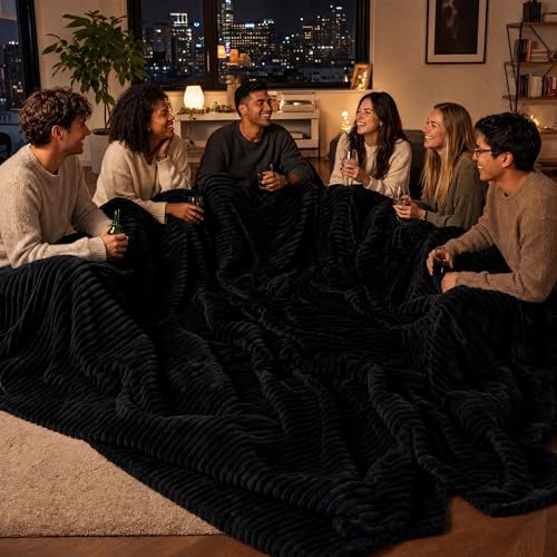 Bedsure Extra Soft Large Fleece Blanket for Bed Black 120"x120"