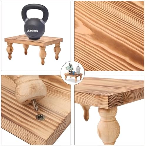 Wood Pedestal Stand Table for Farmhouse Decor / 12 x 9 x 5.5