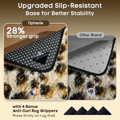 Ophanie Leopard Rugs for Bedroom Living Room, Cheetah Print Rug Fluffy Shag Large Fuzzy Plush Soft Throw,Large Shaggy