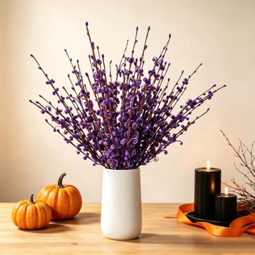 12Pcs Artificial Jasmine Flowers,21.6" Fake Branches for Home Valentine St. Patrick Independence Halloween Fall Christmas Party Decor,Purple