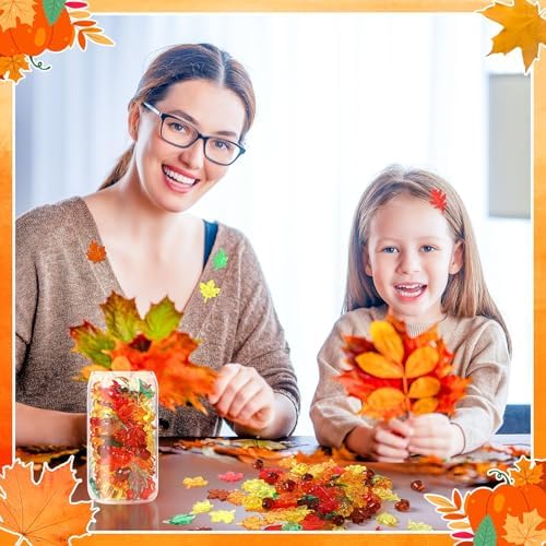 120Pcs Acrylic Leaves Mini Pumpkin Maple Leaves Acorns