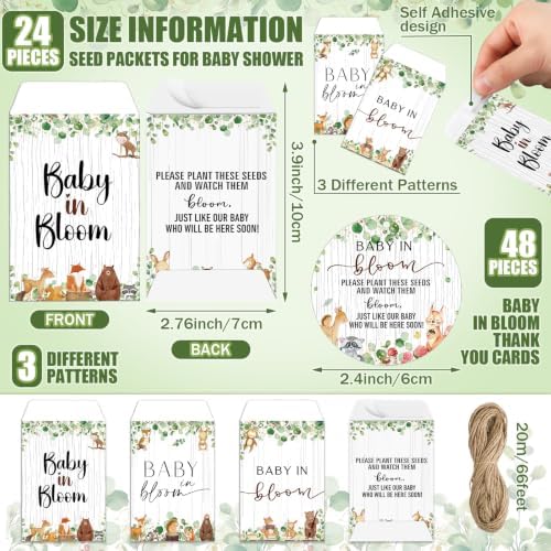 Reallnaive 24sets Baby Shower Party Favors Baby in Bloom Seed Packets