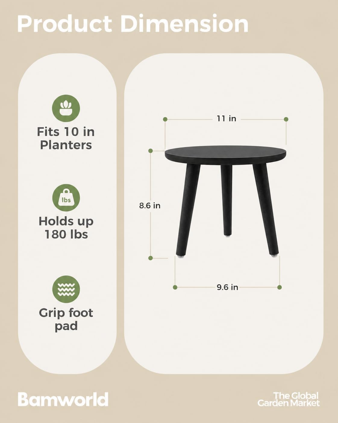 Plant Stand Indoor Small Plant Stand Wood Plant Stool Plant Table / Black Short