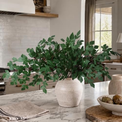 HyeFlora Artificial Cimicifuga Plant Leaf Spray Stems 4PCS Fake Greenery Branches 28.7 in Faux Leaves Real Touch Silk