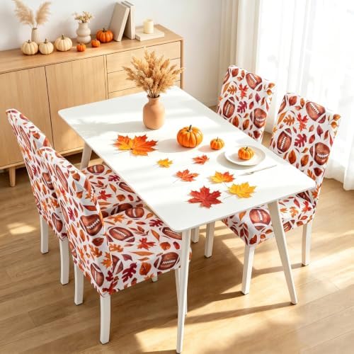 Fall Football Chair Covers Set of 4 for Dining Home Party Decor