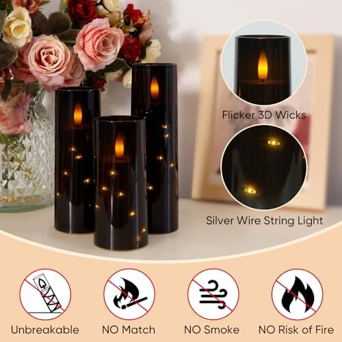 Raycare Black Halloween Flameless Battery Operated Candle with Remote Timer