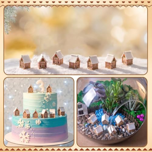 Weysat 50 Pcs Mini Christmas Gingerbread House Figurines Bulk, Basic Style