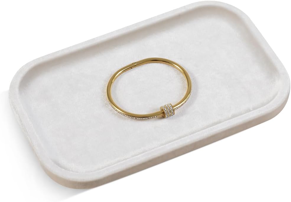 Resilient Velvet Jewelry Display Tray for Ring Earrings Bracelet Necklace / Light Beige / 7.9 x 4.7