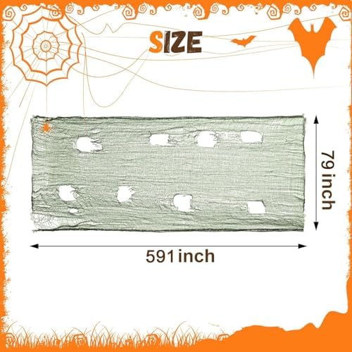 Halloween Green Creepy Cloth 79 X 591 in, Spooky Scary Gauze for Home Decor
