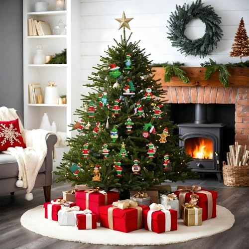 48Pcs Mini Christmas Collectible Dolls Figurines,Christmas Tree Hanging Ornament Gifts for Xmas Goodie Bag Stuffers Winter New Year Holiday Party Favors Decorations