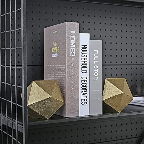 Modern Cast Iron Bookends / Gold