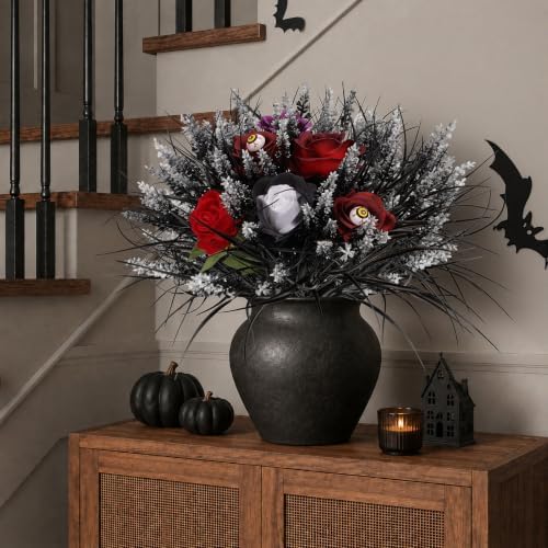 Black Artificial Flowers Outdoor Fake Plants Grass Halloween Decorations