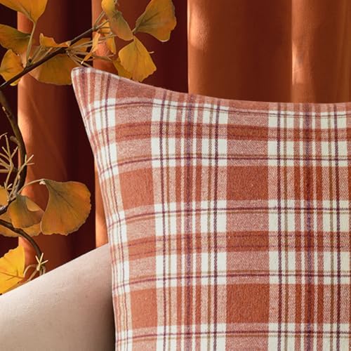 MIULEE Fall Plaid Pillow Covers Scottish Tartan 16x16 Rust Orange